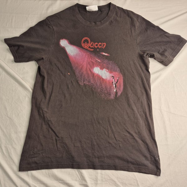 Queen Graphic T-Shirt Top Mens Large Freddie Mercury Rock UK Music Charcoal Carousel 1