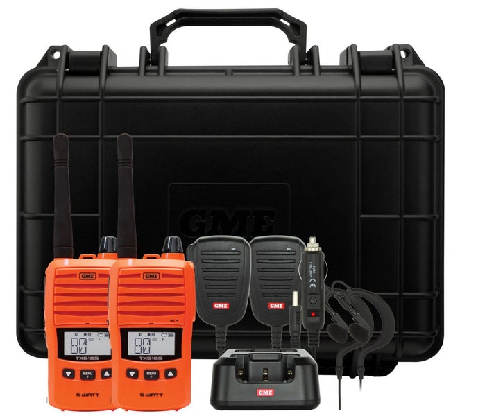 GME Handheld UHF 5w Radio Twin Pack Orange W/Case Carousel 1
