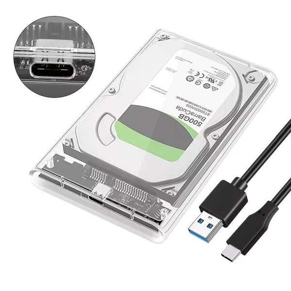2.5" USB 3.0 Transparent Storage Case Type-C SATA Enclosure Carousel 1