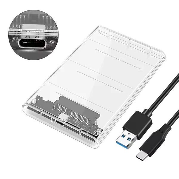 2.5" USB 3.0 Transparent Storage Case Type-C SATA Enclosure Carousel 3