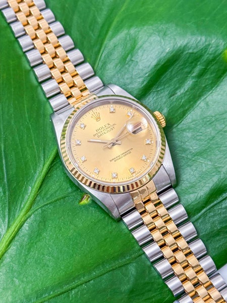 Rolex Oyster Perpetual Datejust 18ct Gold & Steel Diamond Mens Wristwatch 16233 Carousel 1