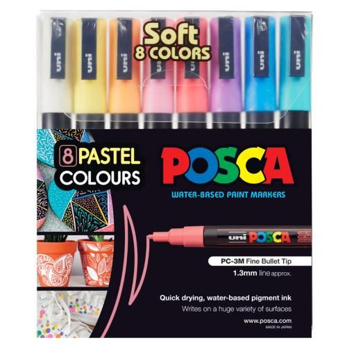 Uni PC3MSC8C Uni Posca Marker 0.9-1.3mm 8 Piece Pastel Colours PC-3M [PC3MSC8C] Carousel 1