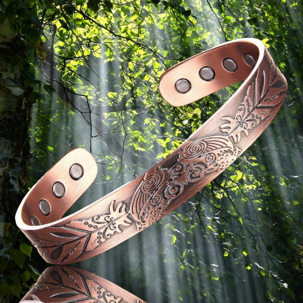 Copper band 100% solid Copper bracelet 8 Magnets Huia Bird Carousel 1