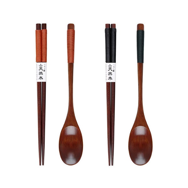 Anygleam Mixed Color 4pcs Wooden Chopsticks and Long Ladle Set Reusable Kitch... Carousel 1