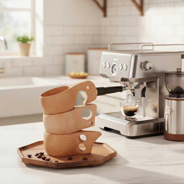 Anygleam Brown Style 3 Wooden Cup Coffee Mug Kitchen Tools Accessories Carousel 5