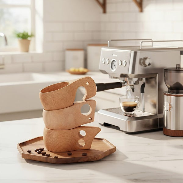 Anygleam Brown Style 1 Wooden Cup Coffee Mug Kitchen Tools Accessories Carousel 5