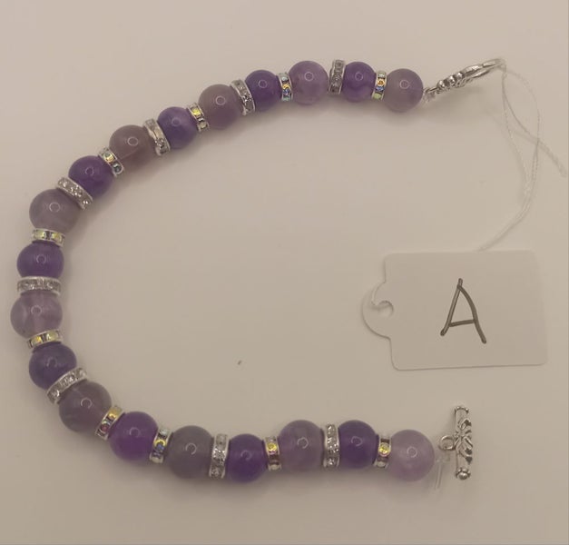 hand crafted crystal bracelets ~ purple and neutrals Series Carousel 1