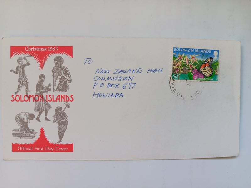 SOLOMON ISLANDS CHRISTMAS 1983 FDC TO NZ HIGH COMMISSION HONIARA Carousel 1