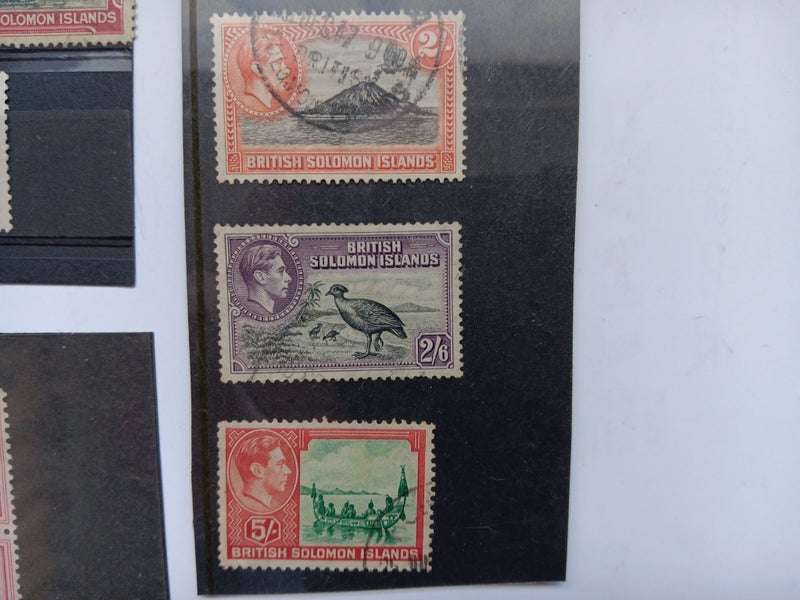 BRITISH SOLOMON ISLANDS & FIJI MOUNTED LOT OF STAMPS Carousel 2