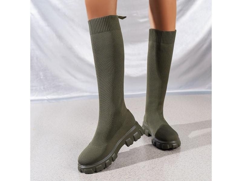 New Winter Stretch Sock Boots Over The Knee Boots Women's Thick Bottom Slim Carousel 1