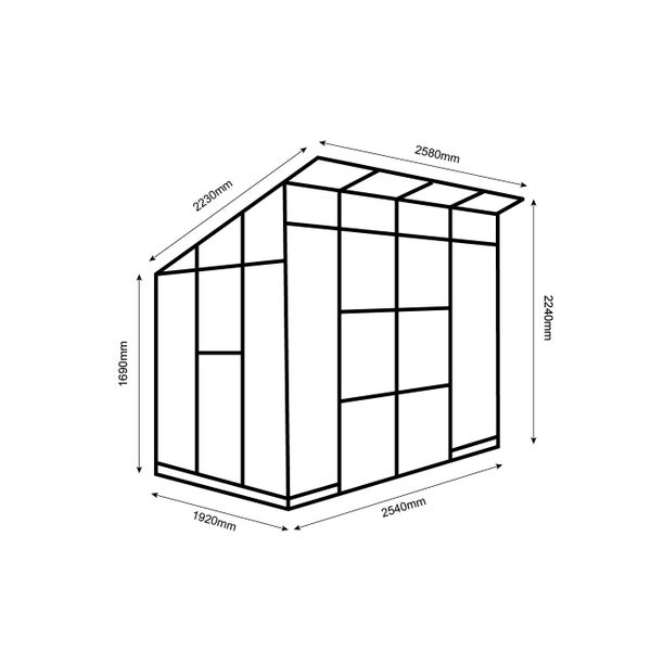6MM Polycarbonate Greenhouse with Flat Roof -254x192cm Carousel 4