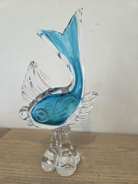 Vintage Blue Murano Art Glass fish Carousel 8