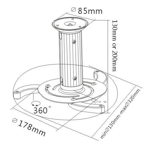 Brateck: Projector Ceiling Mount Bracket Carousel 2