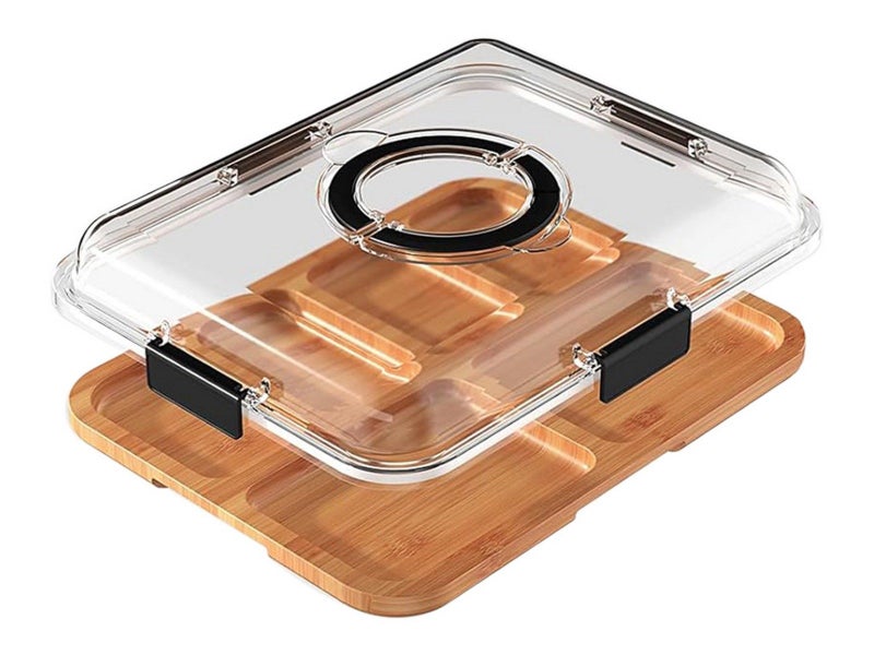 Charcuterie Board with Clear Lid Travel Portable Cheese Board and Cutting Boards Carousel 2