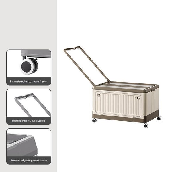 Elosung Size L Brown Collapsible Storage Box With Wheels And Telescopic Handle S Carousel 1
