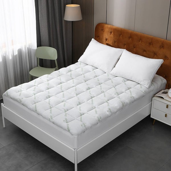 Bamboo Pillowtop Mattress Topper Luxury Bedding Pad Protector Cover Single 90 X Carousel 1