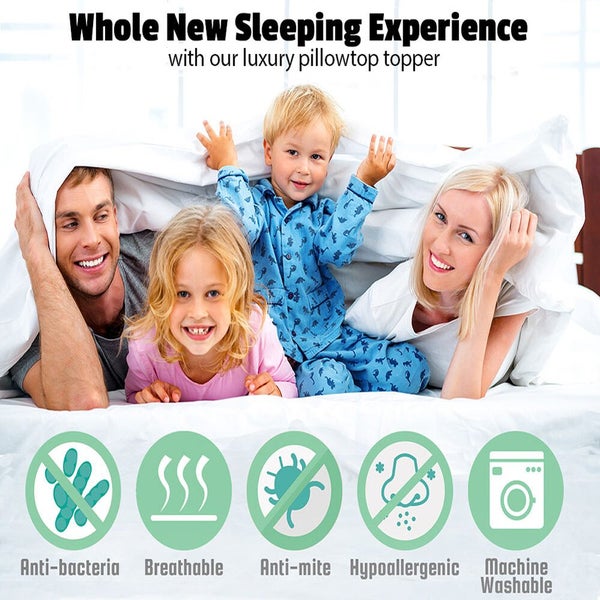 Bamboo Pillowtop Mattress Topper Luxury Bedding Pad Protector Cover Single 90 X Carousel 2