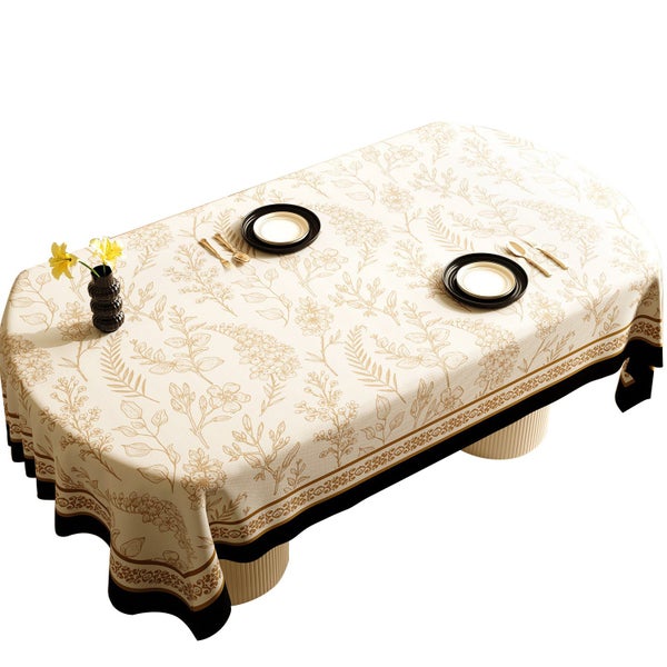 Elosung Style A Black And Off White Premium Pvc Tablecloth - Oil & Water Resista Carousel 1