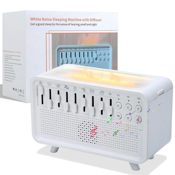 3 in 1 White Noise Humidifier Night Light USB Sleep Aid 8 Sounds Timer Carousel 1