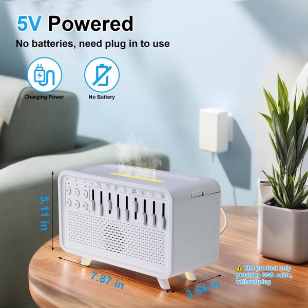 3 in 1 White Noise Humidifier Night Light USB Sleep Aid 8 Sounds Timer Carousel 2