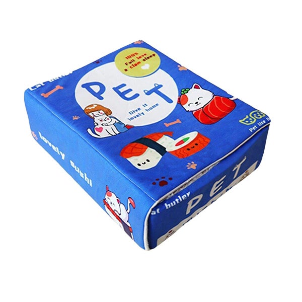 Rectangular Cookie Box Pet Bed For Cats Dogs Kitten Puppy Soft House Blue Size L Carousel 1