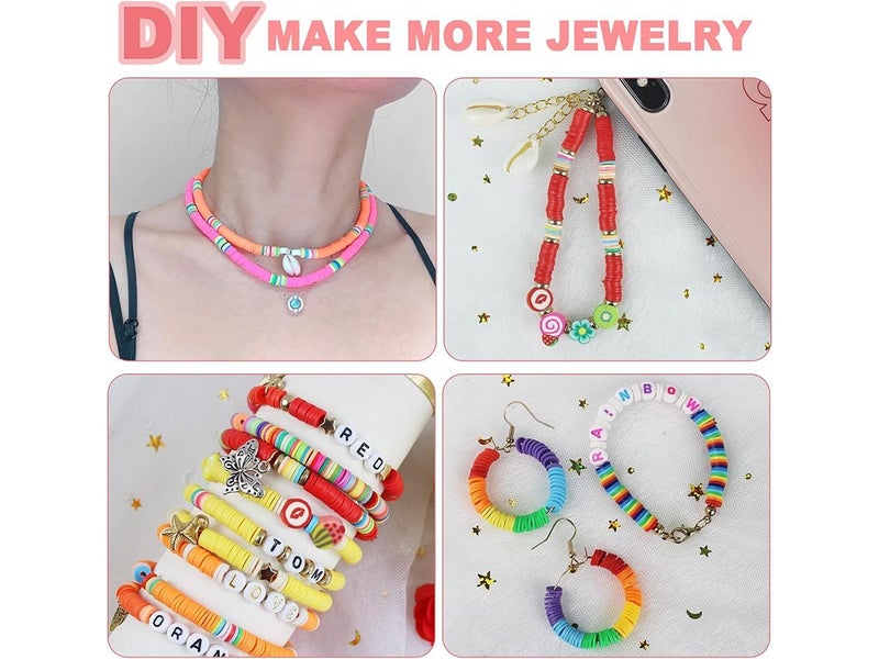 6003 Clay Beads Bracelet Making Kit, 24 Colors Flat Preppy Beads for Friend Carousel 7