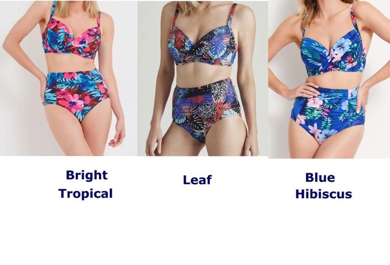 Bikini SET - Top & Bikini Pants Set - Underwire - NZ Size 14 -Choice of 3 Prints Carousel 1