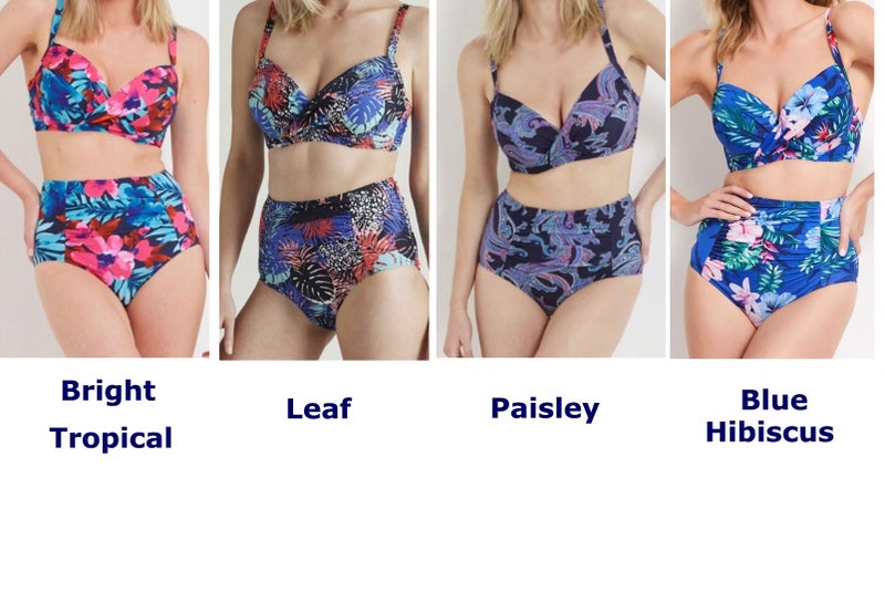 Bikini Top and Bikini Pants Set - Underwire - NZ Size 10 - Choice of 4 Prints Carousel 1