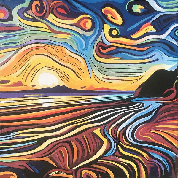 Rangitoto Sunrise – original painting by Gravity George Carousel 1
