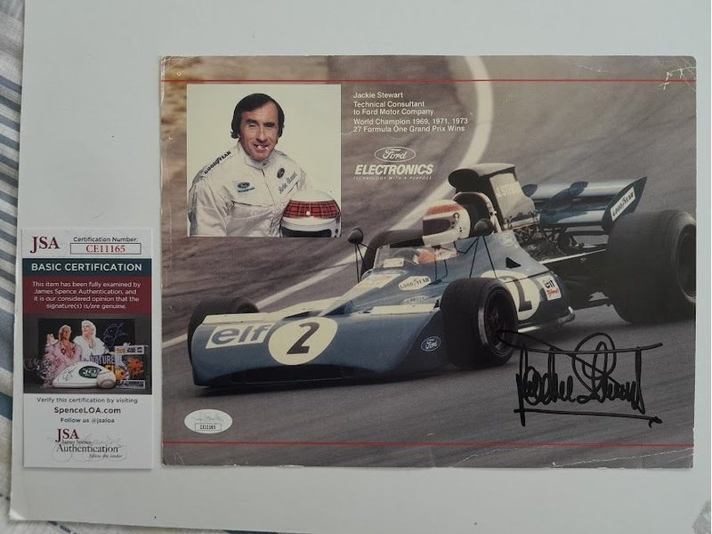 Sir Jackie Stewart "3 x F1 Champion" signed Photo + Authentication Carousel 1