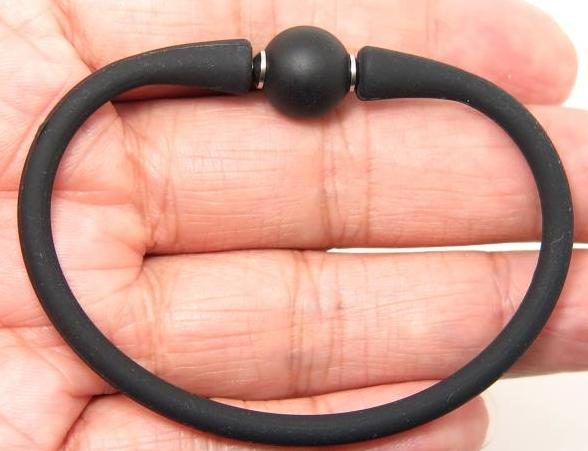 12MM MATTE BLACK AGATE + SILICONE BANGLE BRACELET Carousel 2