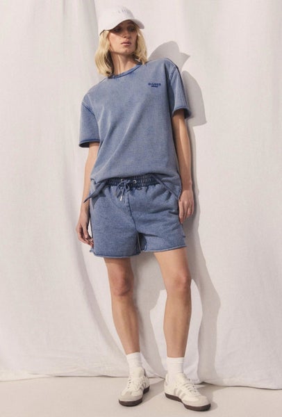Decjuba D-Luxe Short Sleeve Sweat top + Shorts set Indigo Acid Wash Carousel 1