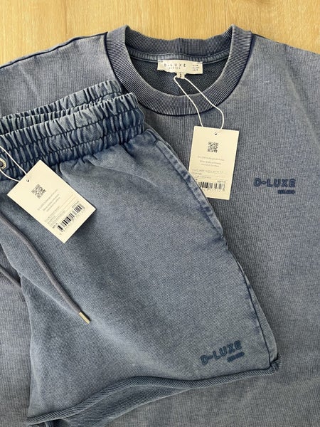 Decjuba D-Luxe Short Sleeve Sweat top + Shorts set Indigo Acid Wash Carousel 4