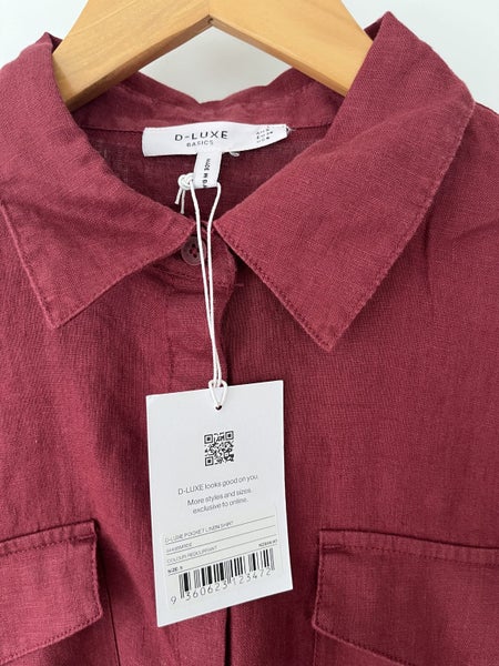 Decjuba D-Luxe Pocket Linen shirt Washed Redcurrant Carousel 4