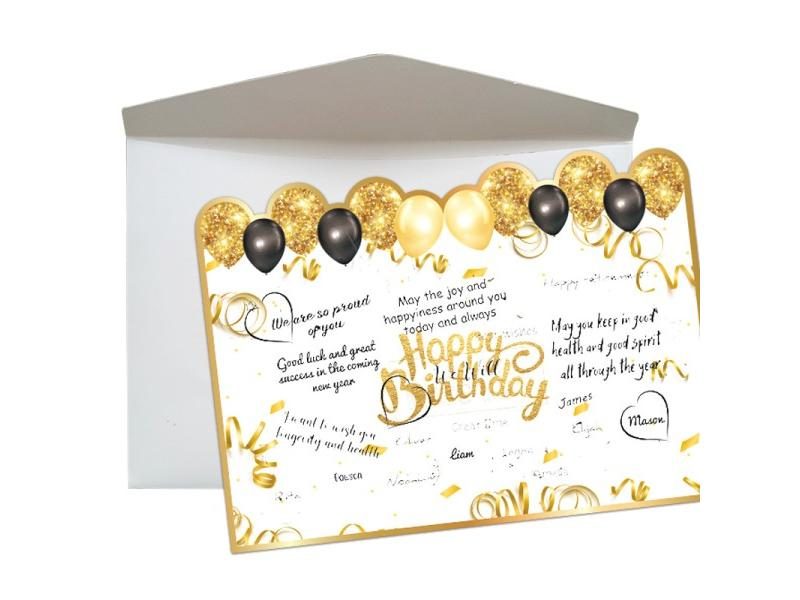 New Happy Birthday Black Gold Giant Birthday Guestbook Message Commemorative Carousel 1