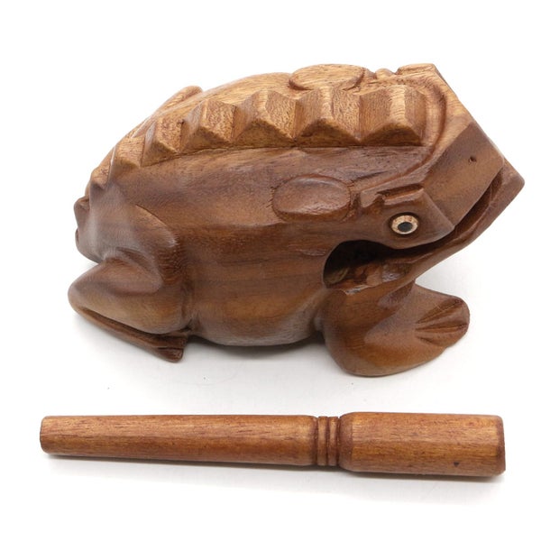 Small Frog Guiro Wooden Percussion Instrument Natural Wood Sound Block Gift Carousel 9
