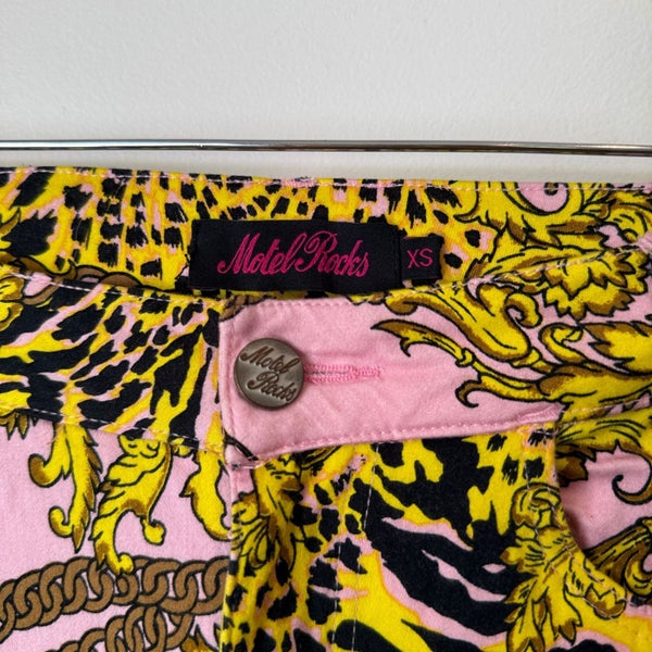 Motel Rocks Size XS Baroque Print Skinny Pants Carousel 3