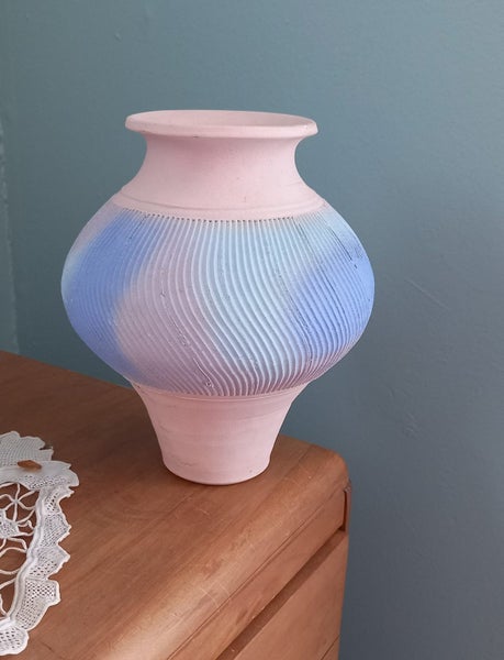 Clay Vase - Unglazed. Maker's Signature on the base. Carousel 1