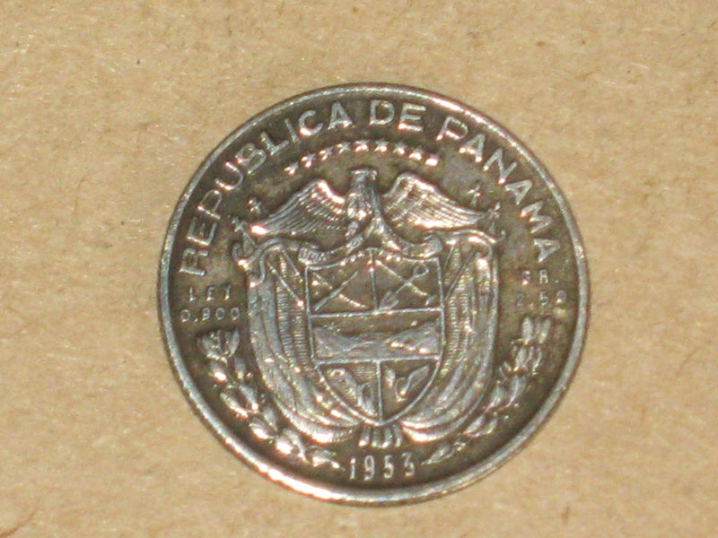 Silver 1953 Panama 1/10 Balboa Coin - 90% Silver 0.900 silver Carousel 1