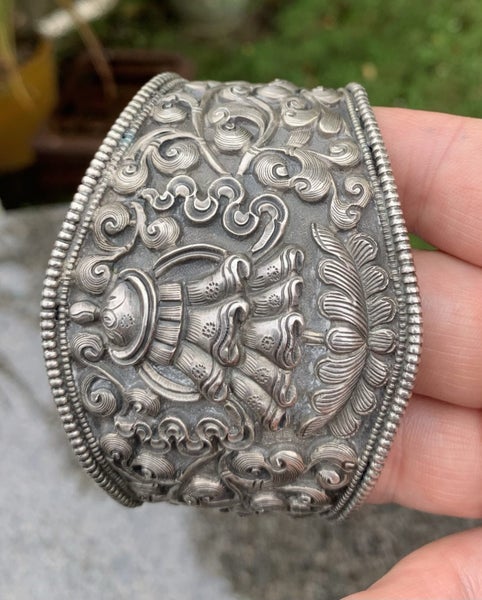 Old Ornate cuff bangle and a dragon head cuff Carousel 2