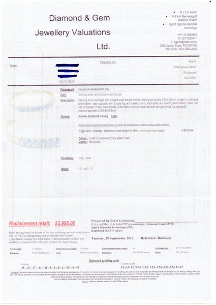 Genuine 5.85 carat Tanzanite Bangle (with certified valuation) Carousel 3