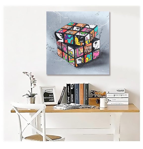Framed $1 RESERVE 1 Panel Canvas Art Print - Cube Carousel 3