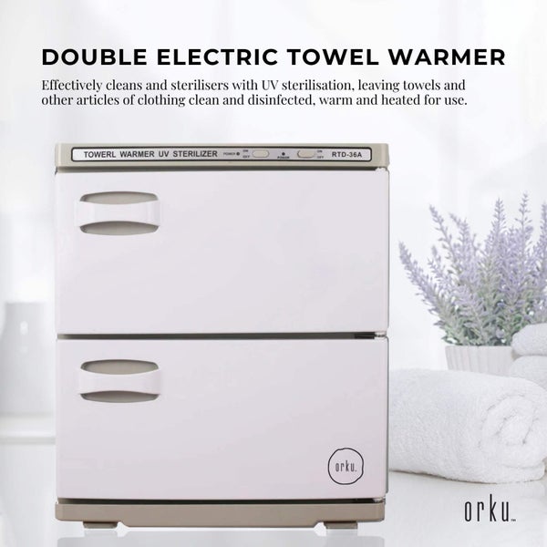 Orku 36L White UV Electric Towel Warmer Steriliser Cabinet Salon Heat Sanitiser Carousel 2