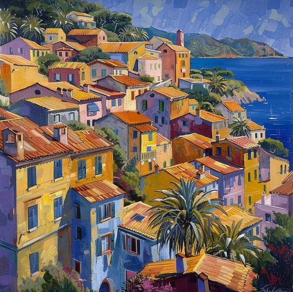 Framed $1 RESERVE 1 Panel Canvas Art Print - Manarola Village Carousel 1