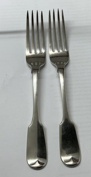 STERLING SILVER - 1867 - 2 x LARGE DINNER FORKS IN FIDDLE PATTERN by S SALTMARSH