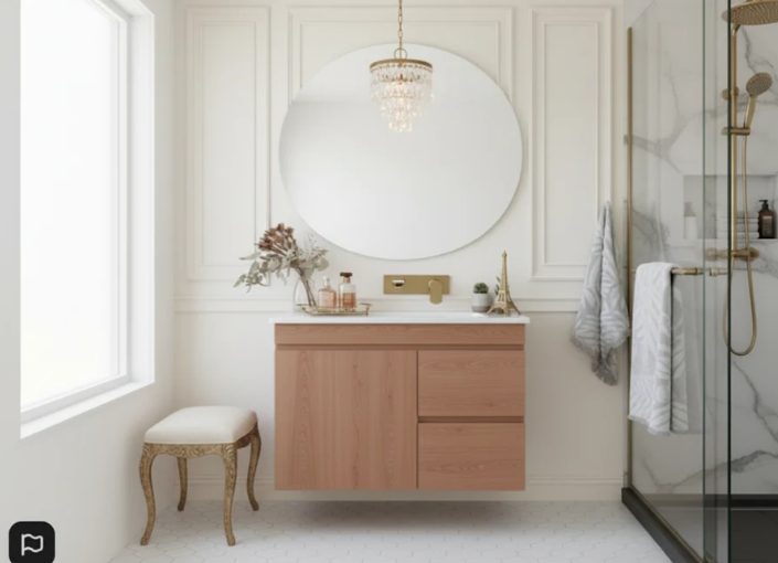 Vanity - Heron Series Plywood in Wooden Color - 100% Water Proof 700mm Carousel 2