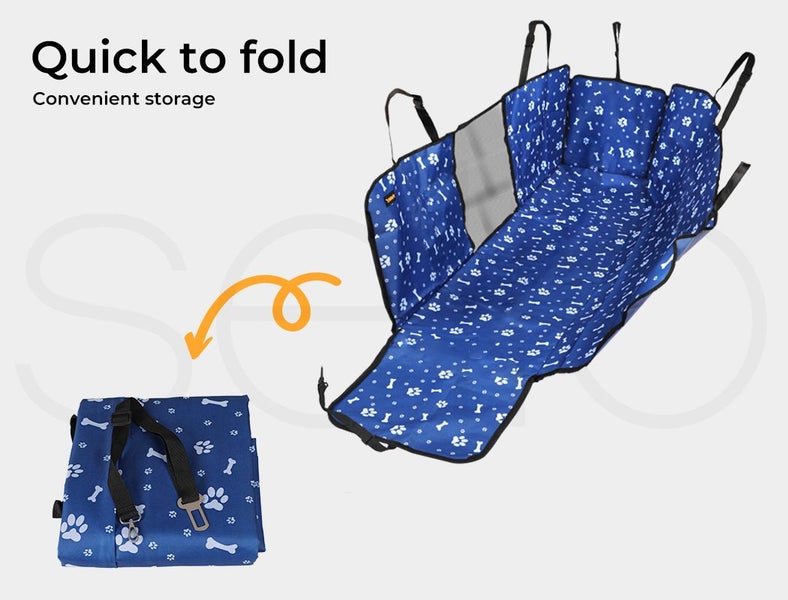 Pawz Pet Back Car Seat Cover Hammock Non-Slip Dog Puppy Cat Waterproof Rear Blue Carousel 9