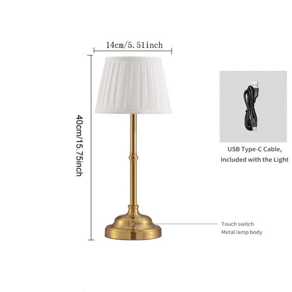 Elosung Gold And White Elegant Rechargeable Fabric Shade Led Lamp Cordless Touch Carousel 2