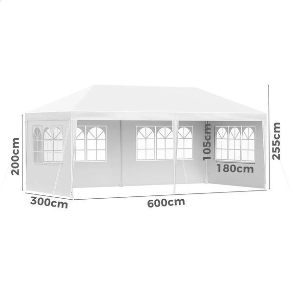 Gazebo 3x6m Outdoor Wedding Camping Marquee Canopy Portable White Carousel 2
