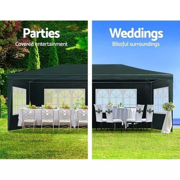 Instahut Gazebo Marquee 3x6 Wedding Party Tent Outdoor Camping Side Wall Green Carousel 2